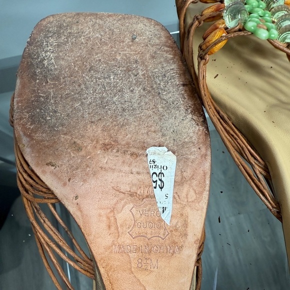 Hype Cream Tan Beaded Wedge Open Toe Women’s Sandal (8.5) - Picture 7 of 7